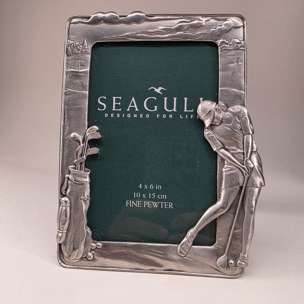 Seagull Pewter Female Golfer Golf Picture Frame 4x6 Fine Pewter